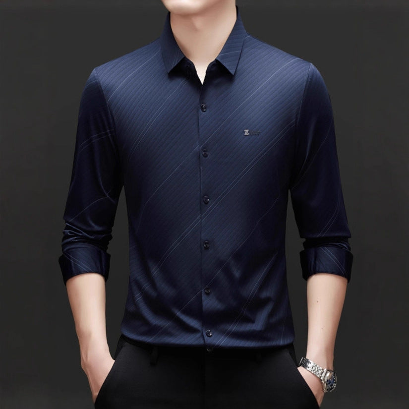 Men's finely striped long-sleeve shirt with modern cut Lisslune