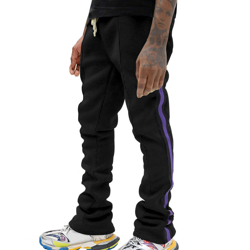 Men's Fashion Jogging Pants with High Waist and Contrast Stripes Lisslune