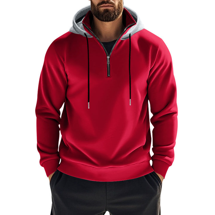 Men's sporty hoodie with zipper and contrasting sleeves Lisslune