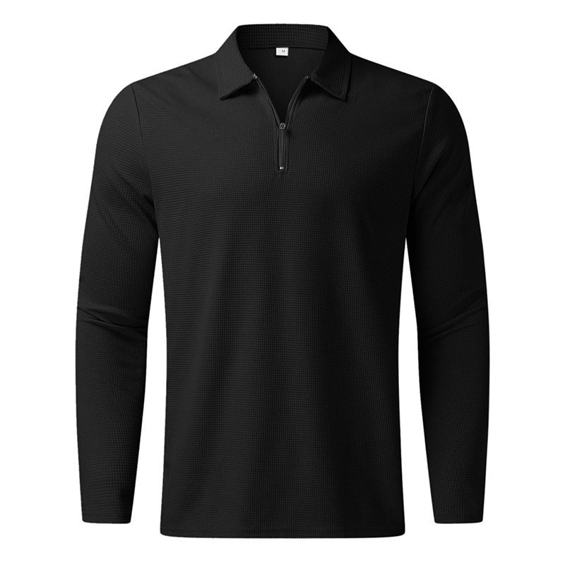 Men's Long Sleeve Polo Shirt with Modern Zipper and Breathable Structure Lisslune