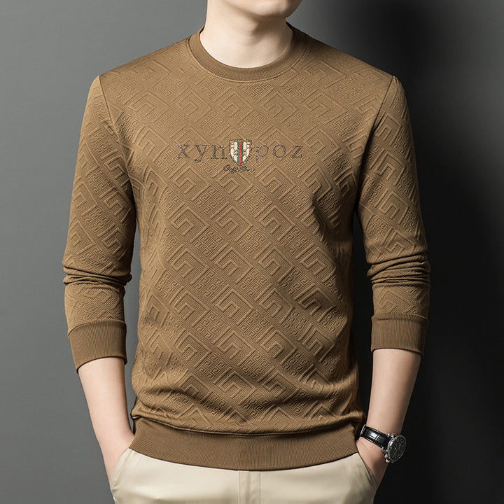 Men's high-quality round neck pullover made of elastic cotton blend Lisslune