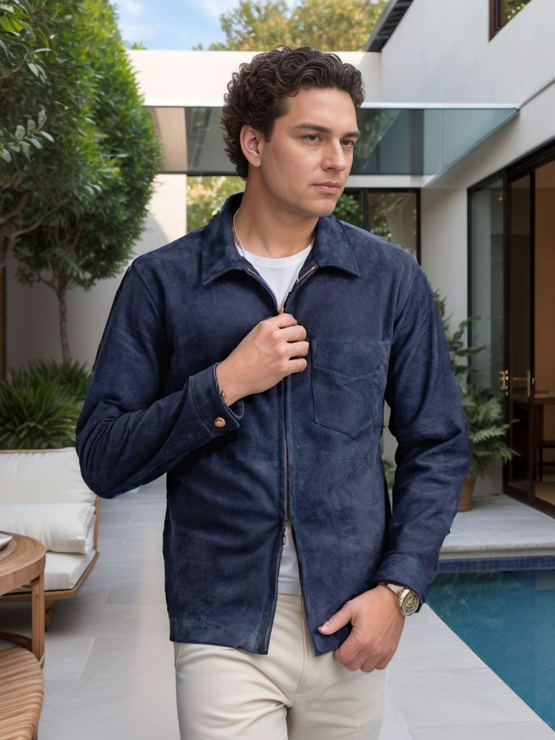 Men's suede jacket in minimalist design Lisslune
