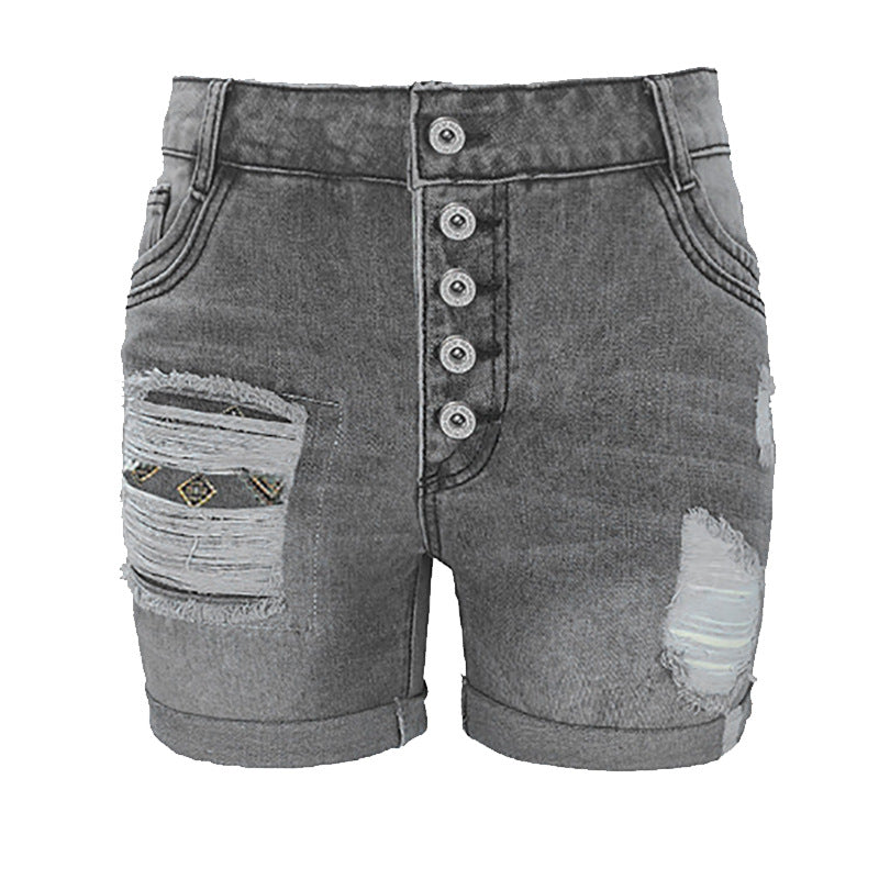 Ladies fashionable destroyed denim shorts Lisslune