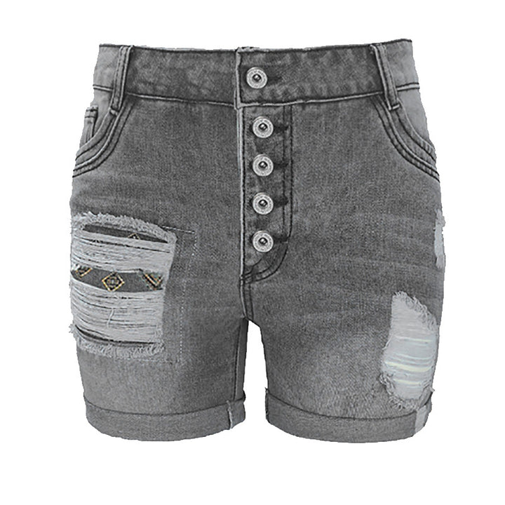 Ladies fashionable destroyed denim shorts Lisslune