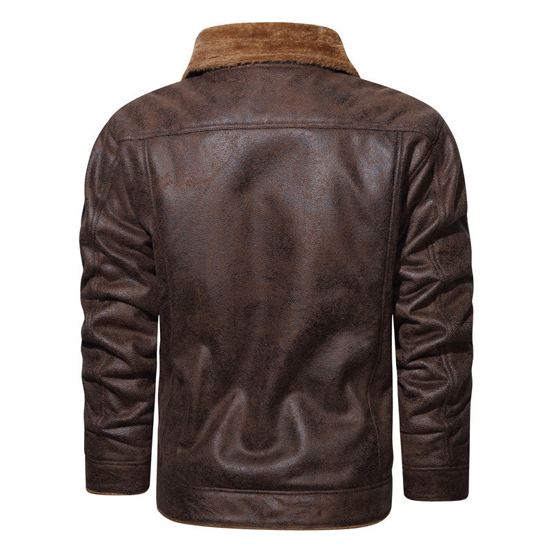 Men's Leather Jacket In Vintage Style with Warm Lining Lisslune