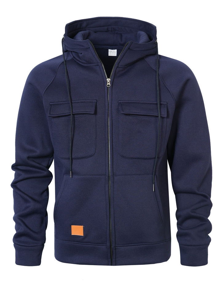 Men's Stylish Hooded Jacket with Practical Pockets and Zipper Lisslune