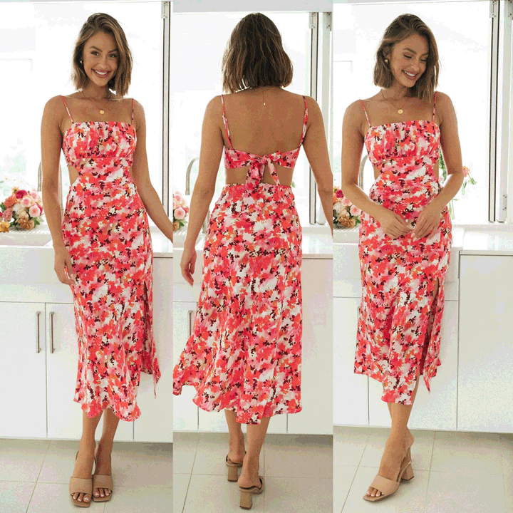 Women's midi dress with elegant slit and fitted cut Lune London