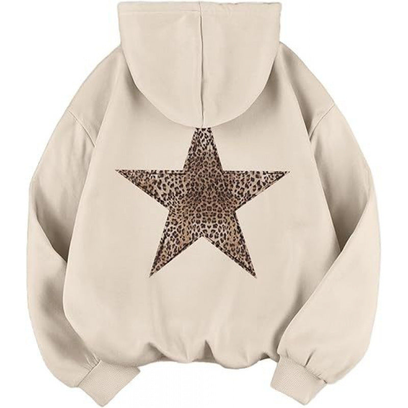 Women's hoodie with stylish leopard star design and relaxed fit Lisslune