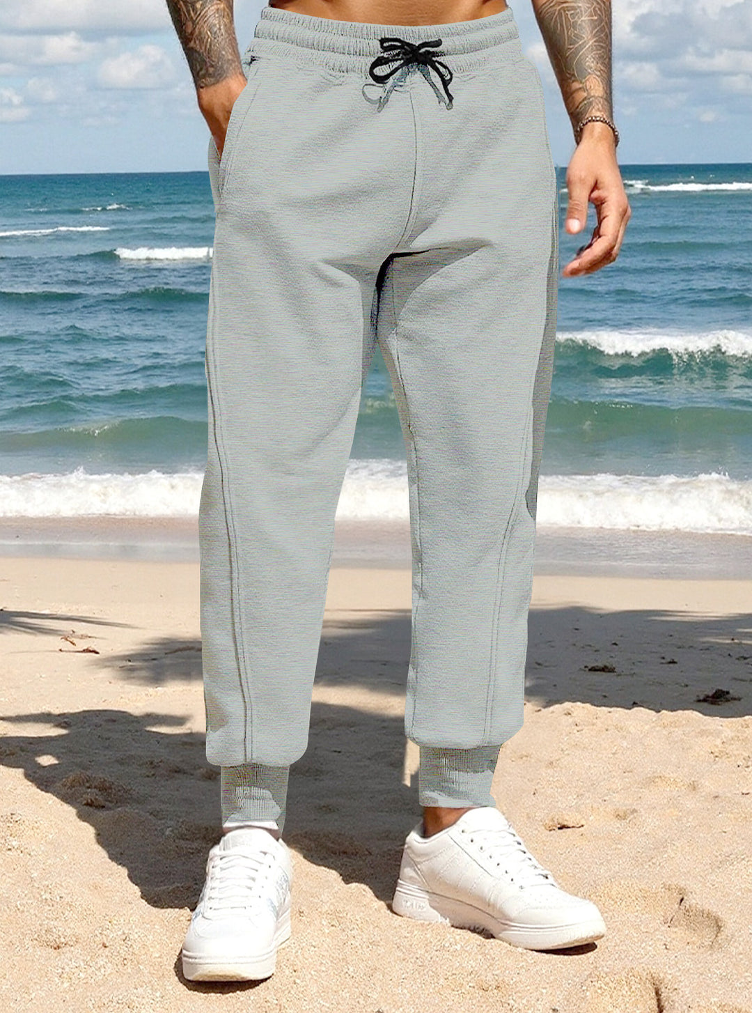 Men's sporty leisure trousers with elastic waistband and practical side pockets Lisslune