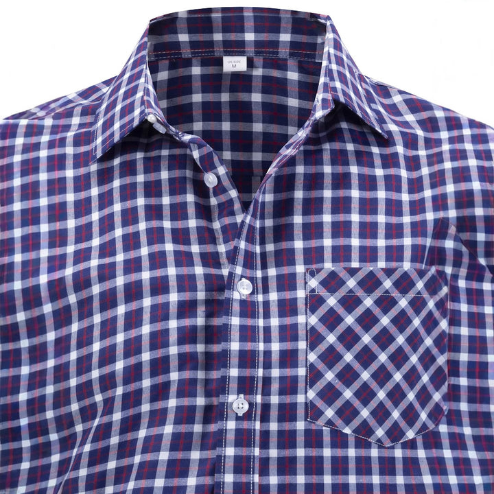 Men's checkered long sleeve shirt with fashionable chest pocket Lisslune