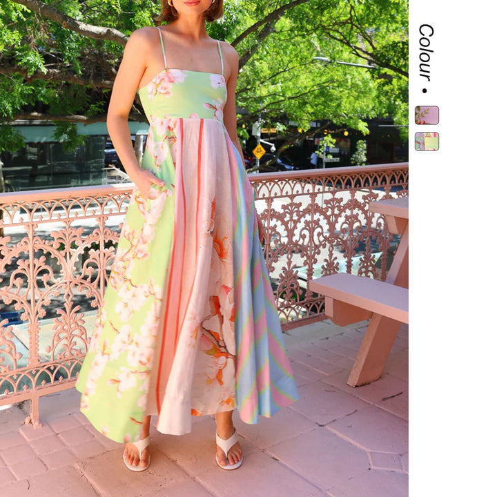 Women's maxi dress with floral design and adjustable straps Lune London