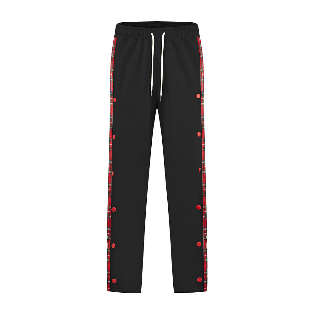 Men's Sporty Jogging Pants with Snap Button Design and Elastic Waistband Lisslune