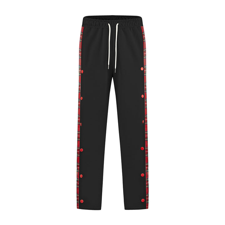 Men's Sporty Jogging Pants with Snap Button Design and Elastic Waistband Lisslune