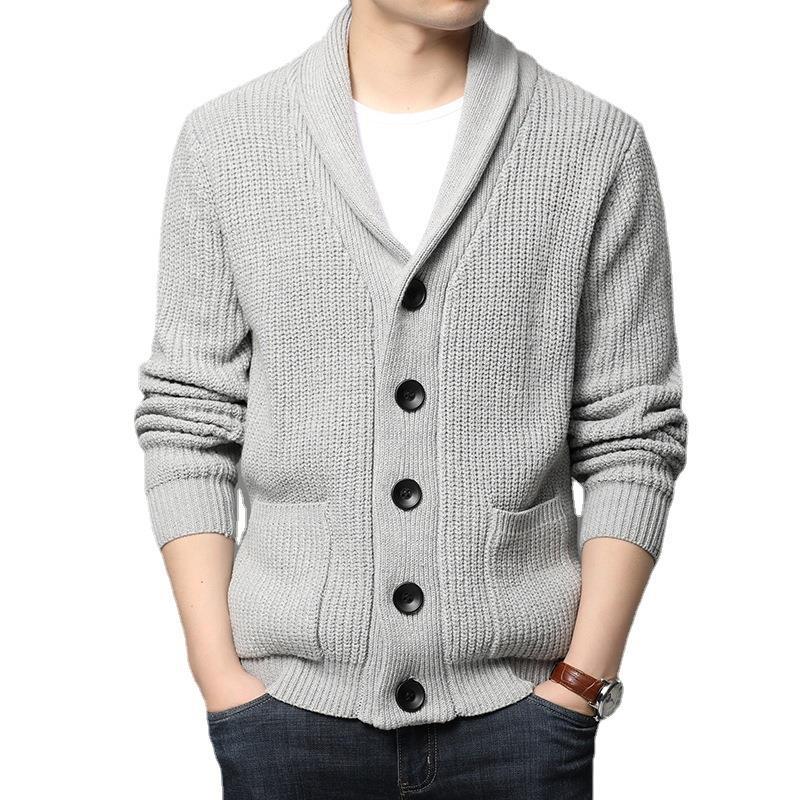 Men's cozy knit cardigan with stylish collar and functional pockets Lisslune