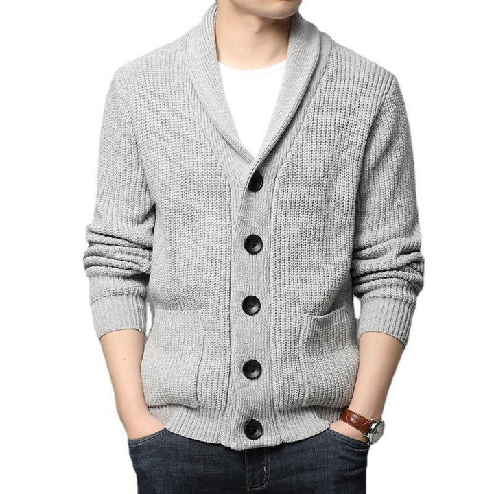 Men's cozy knit cardigan with stylish collar and functional pockets Lisslune