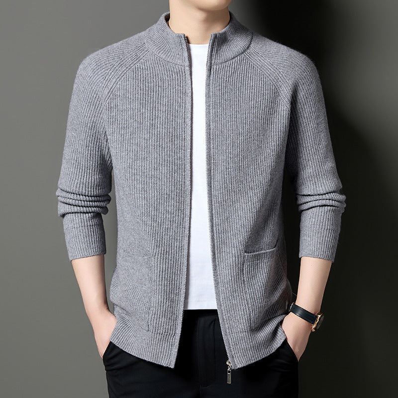 Men's Lightweight Cardigan with Textured Zipper and Practical Pockets Lisslune