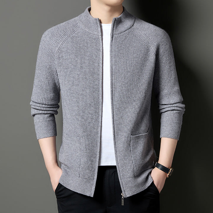 Men's Lightweight Cardigan with Textured Zipper and Practical Pockets Lisslune