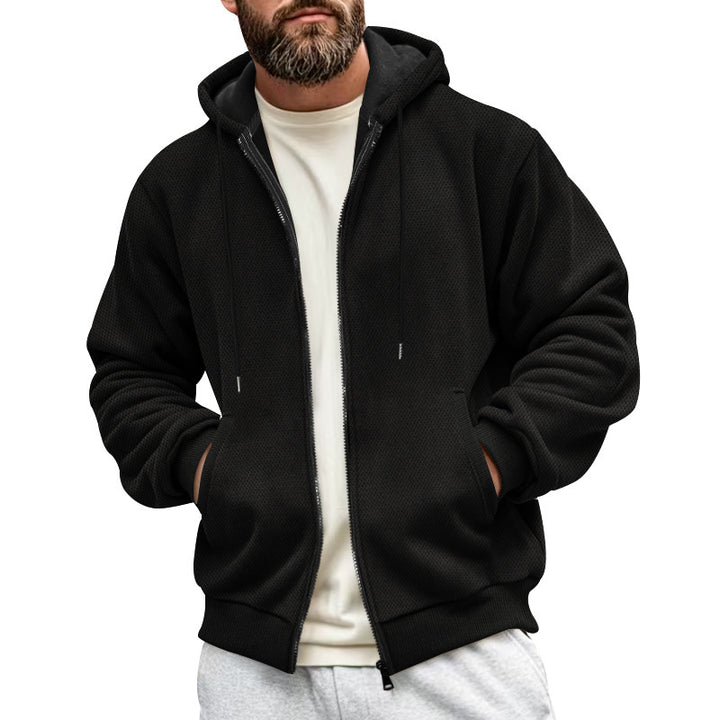 Men's hoodie jacket with textured surface and functional pockets Lisslune