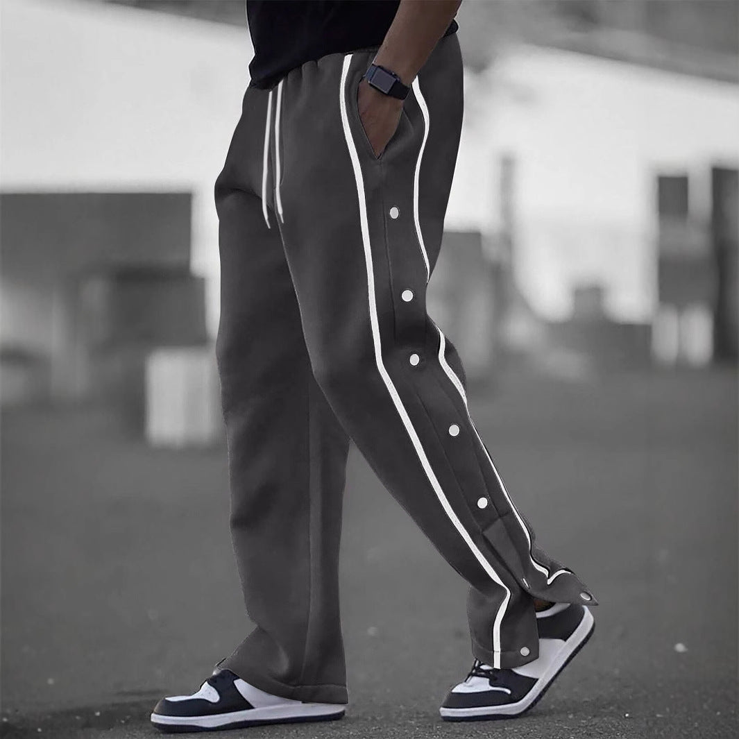 Men's Casual Sports Pants with Side Snap Buttons Lisslune