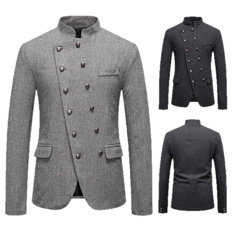 Men's double-breasted blazer with modern check pattern Lisslune