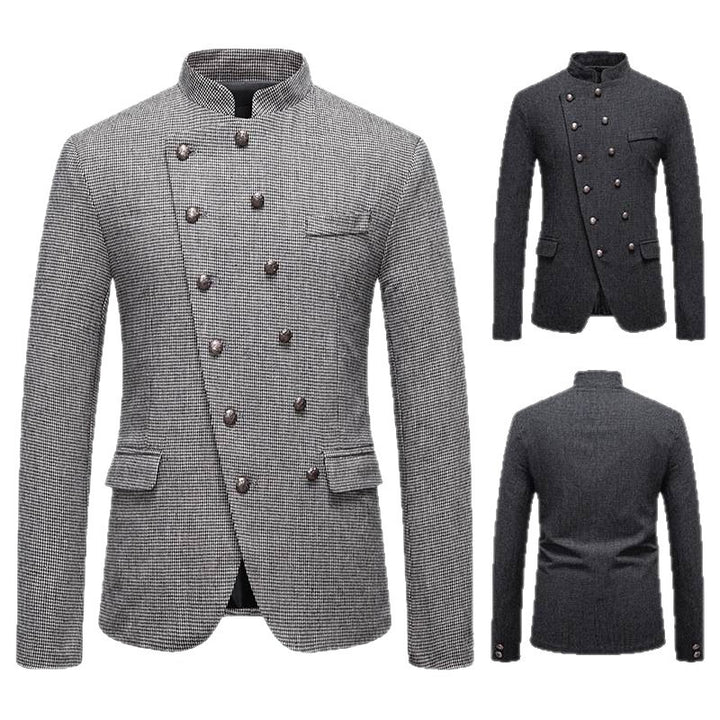 Men's double-breasted blazer with modern check pattern Lisslune