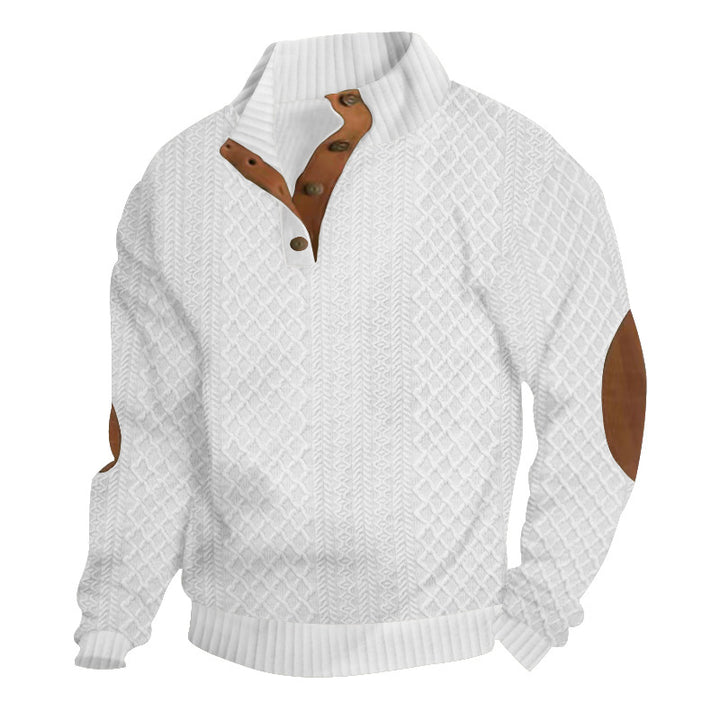 Men's sweatshirt with textured knit pattern and leather details Lisslune