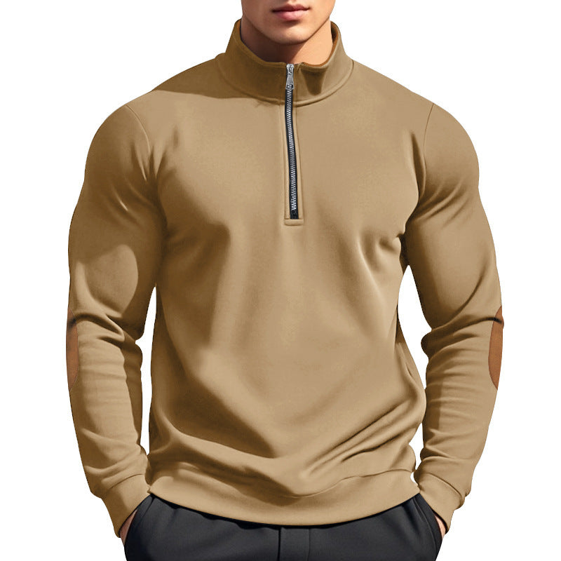 Men's sporty pullover with stand-up collar and zipper Lisslune