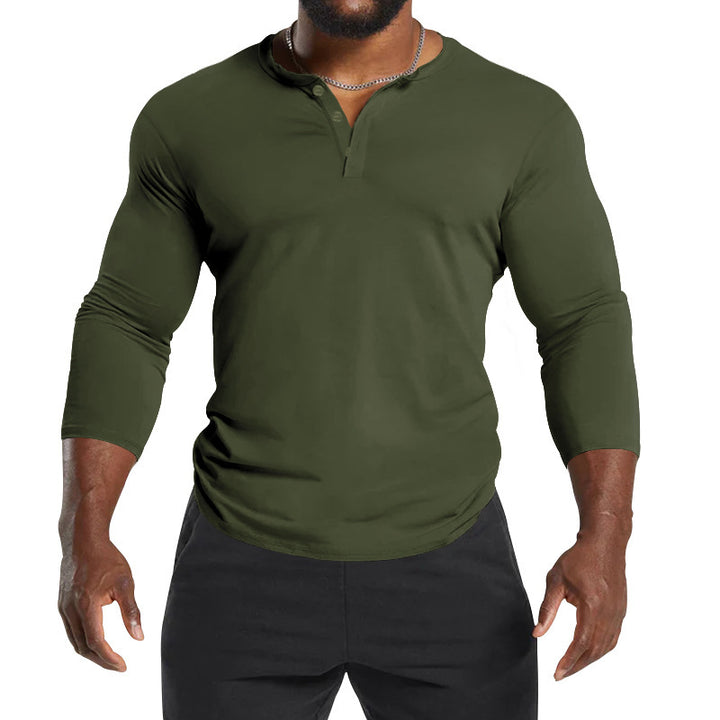 Men's Long Sleeve Henley Shirt with breathable material and modern fit Lisslune