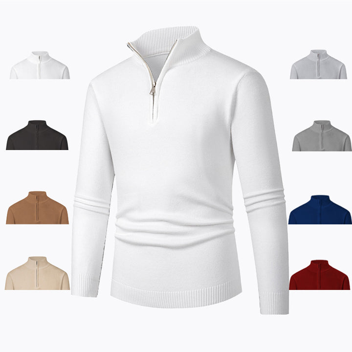 Men's pullover with high collar and zipper Lisslune