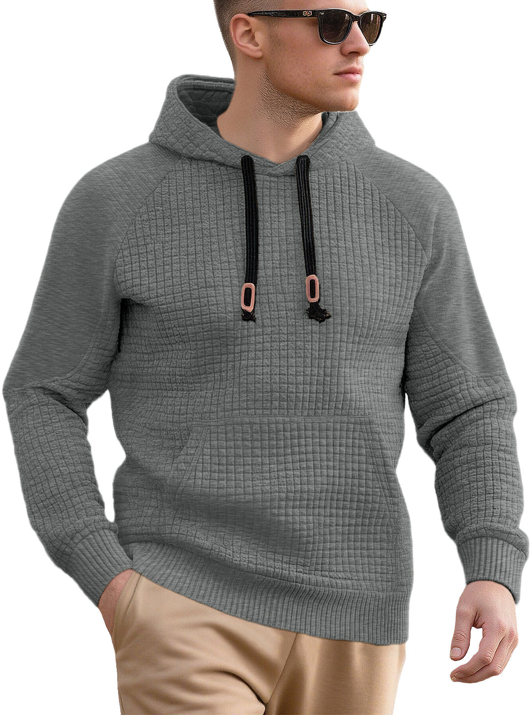Men's sporty hooded sweatshirt with innovative structured design and practical drawstrings Lisslune