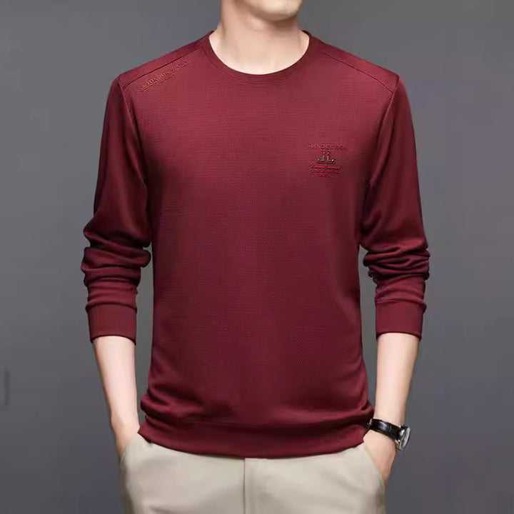 Men's Athletic Long Sleeve Sweater with Textured Design Lisslune