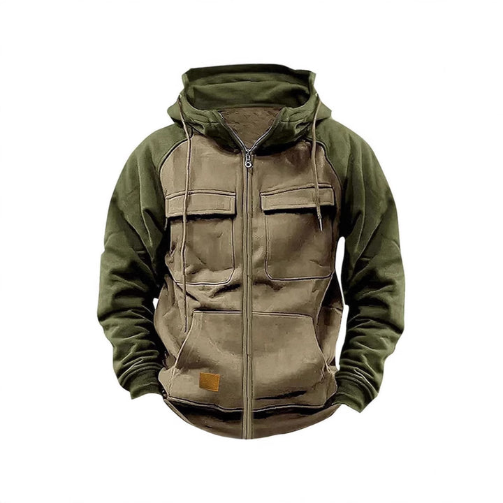 Men's sporty hooded jacket with practical breast pockets and warm fleece material Lisslune