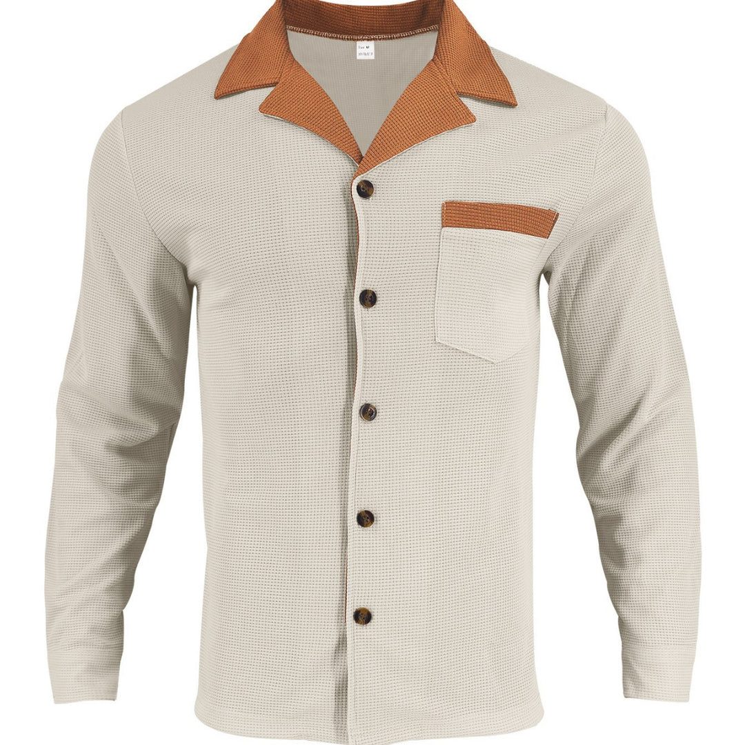Men's stylish long-sleeve shirt with textured design and practical chest pocket Lisslune