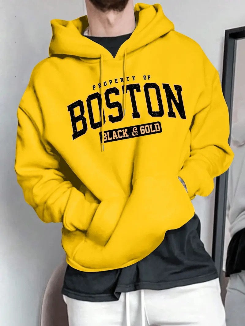 Men's hoodie with striking Boston print and soft interior Lisslune