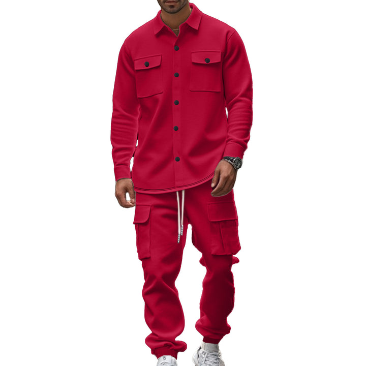 Men's cargo set with casual shirt and elastic pants Lisslune