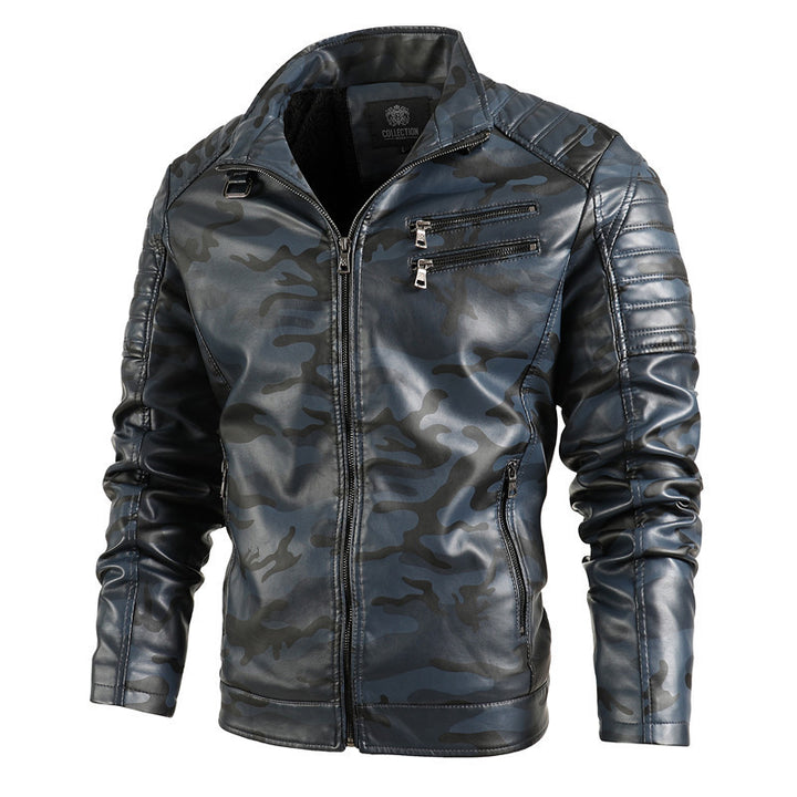 Men's Stylish Camouflage Leather Jacket Lisslune