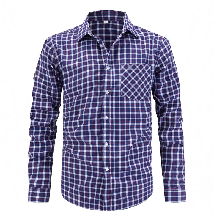 Men's classic, modern checkered long-sleeve shirt Lisslune