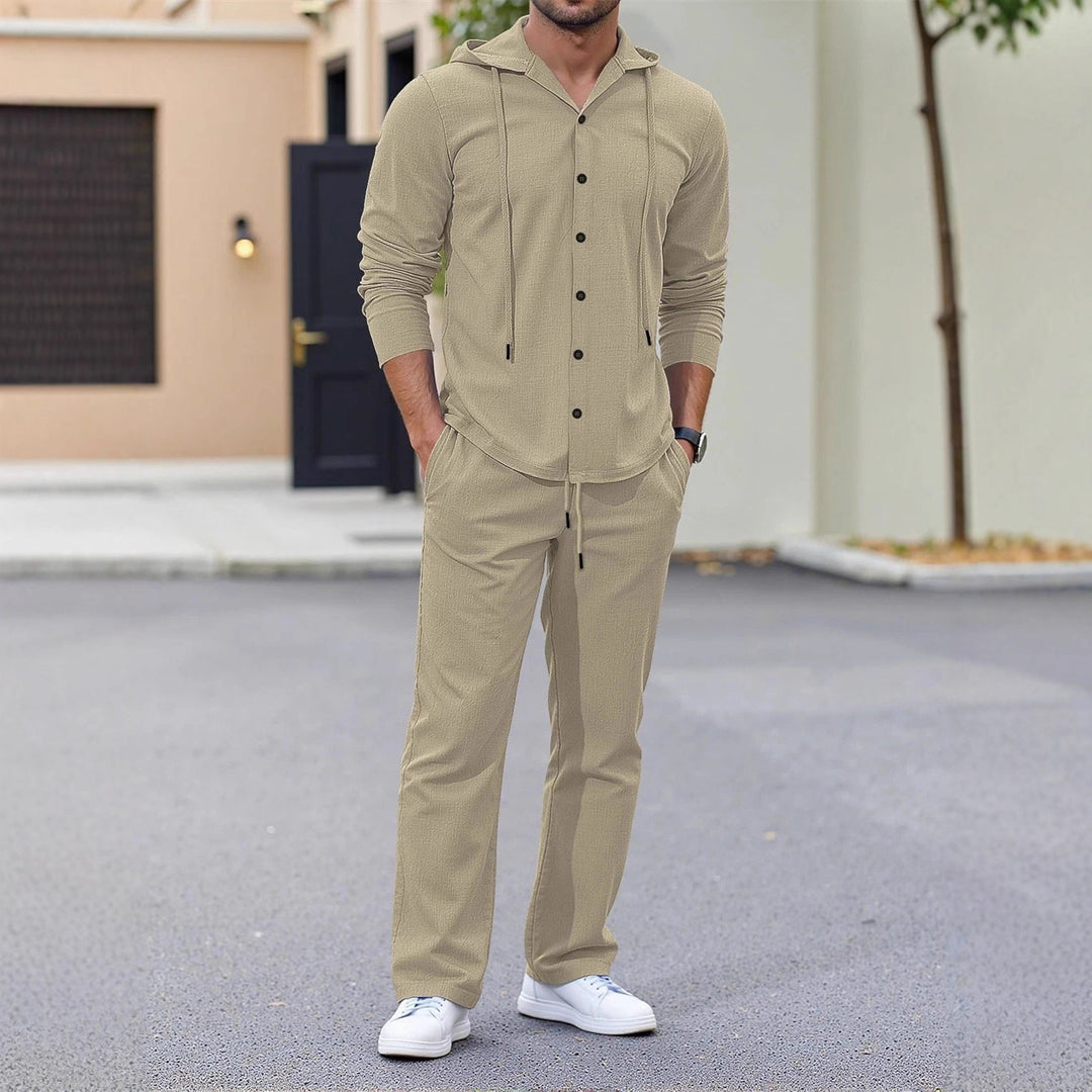 Men's Fashion Leisure Set with Hood and Elastic Waistband Lisslune