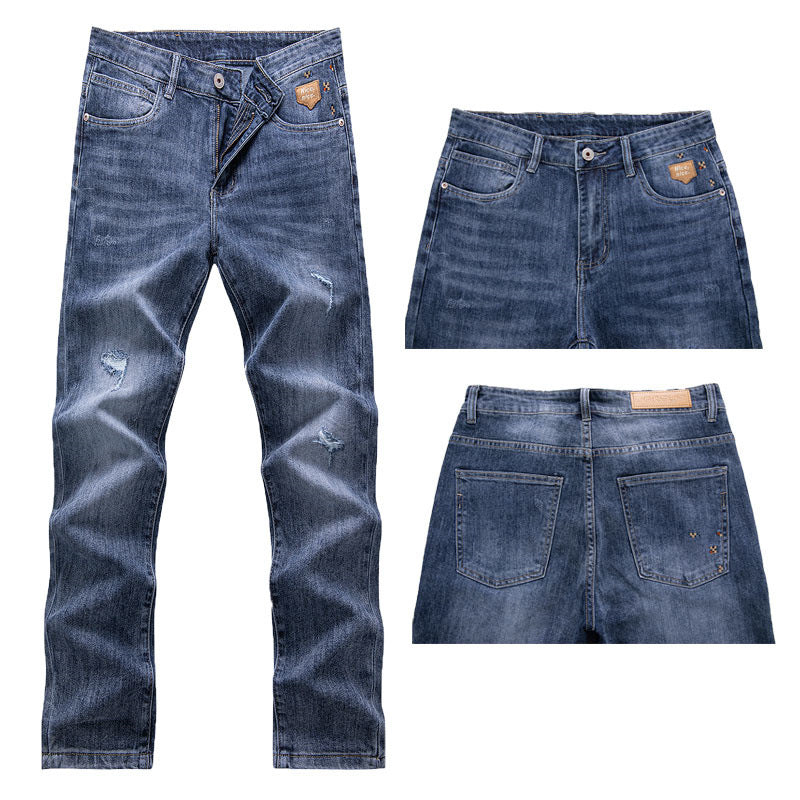 Men's Slim Fit Jeans with Modern Embellishments Lisslune