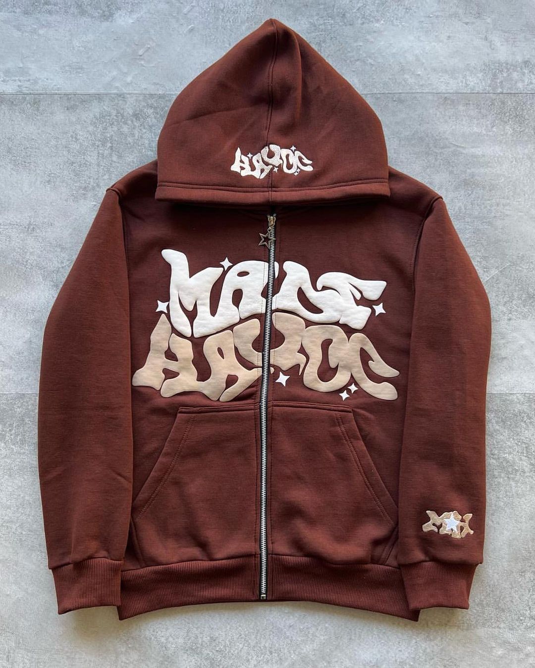 Women's hooded jacket with creative graphic design and high-quality zipper Lisslune
