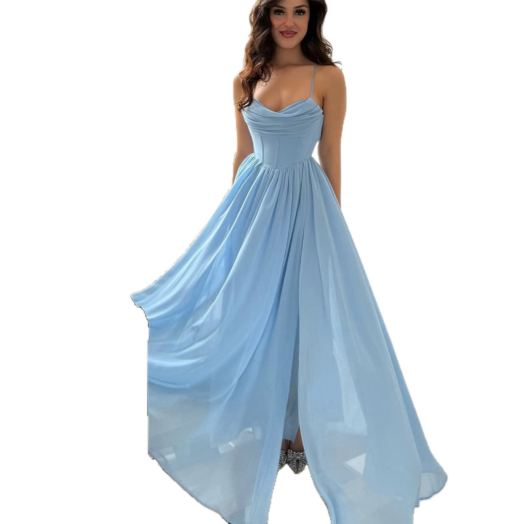 Women's maxi dress with delicate gathers and elegant A-line shape