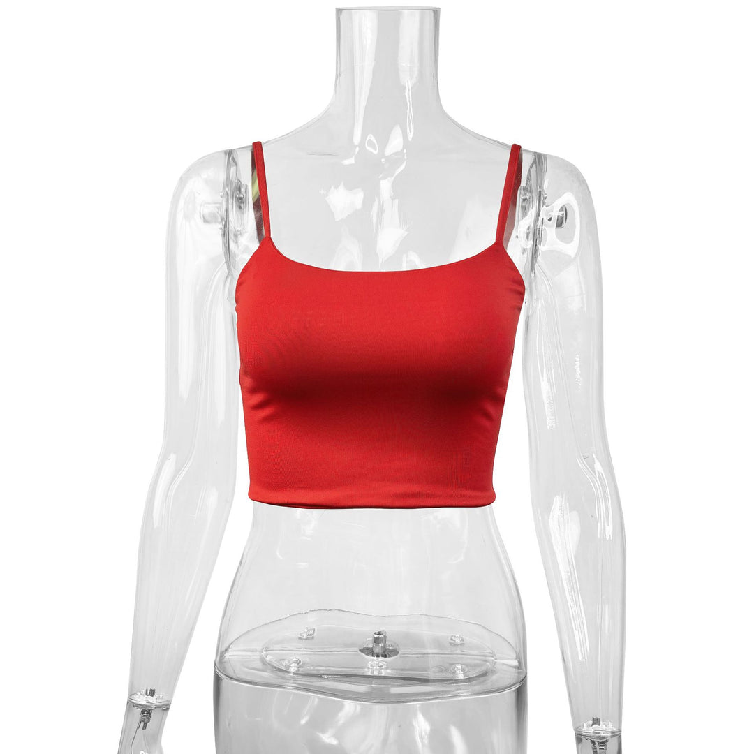 Damen Crop-Top mit verstellbaren Spaghetti-Trägern und figurbetontem Schnitt Lisslune