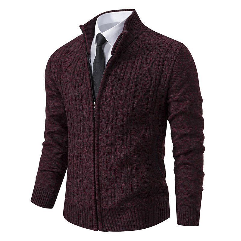 Men's cardigan with high collar and zipper Lisslune