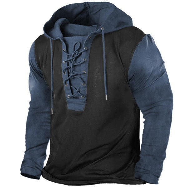 Men's hooded shirt with innovative lacing design and casual fit Lisslune