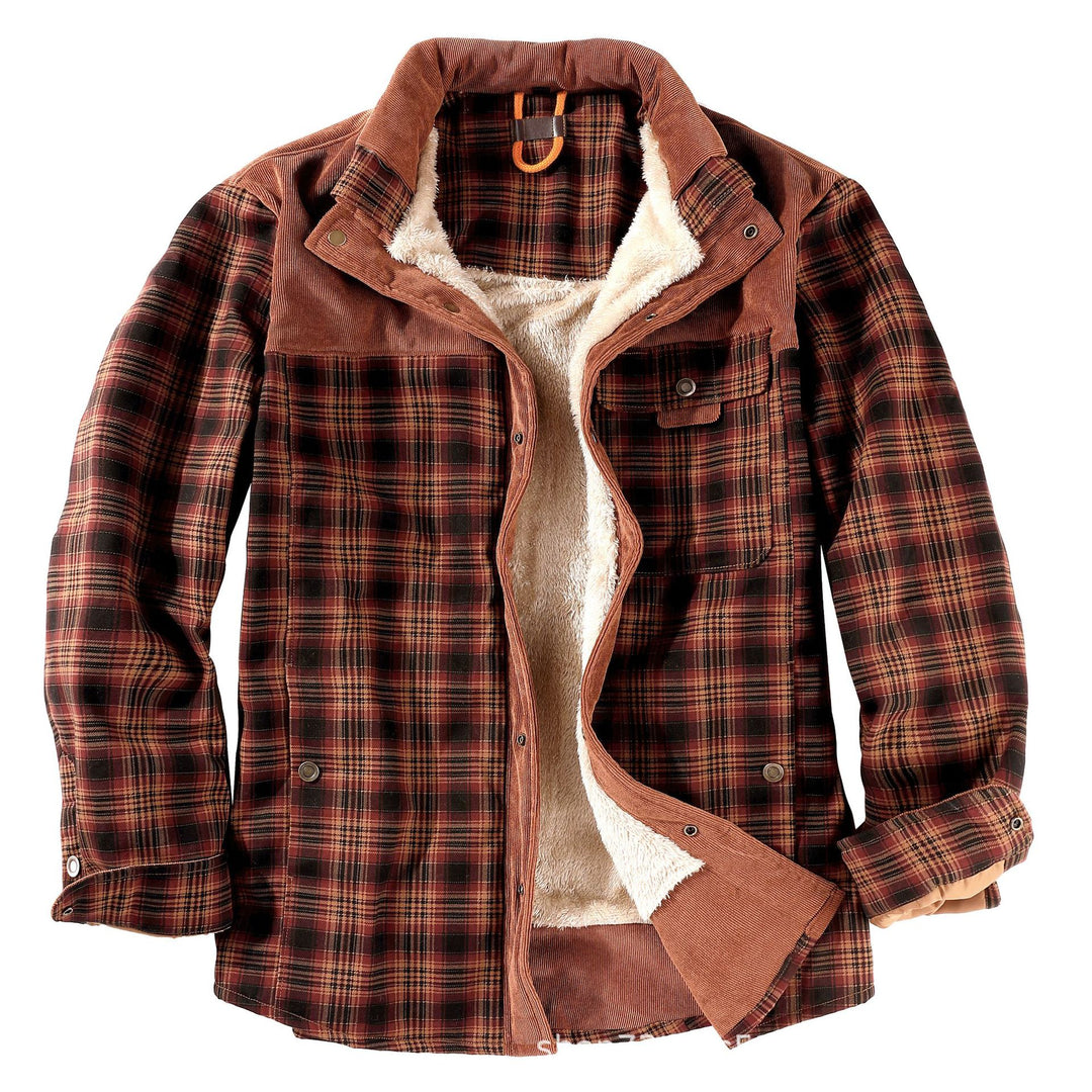 Men's padded check shirt jacket in a casual style with practical pockets Lisslune