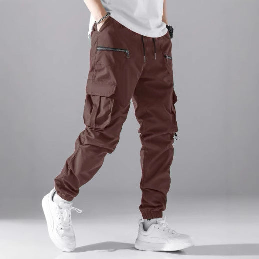 Men's cargo joggers with elastic waistband and practical zip pockets Lisslune