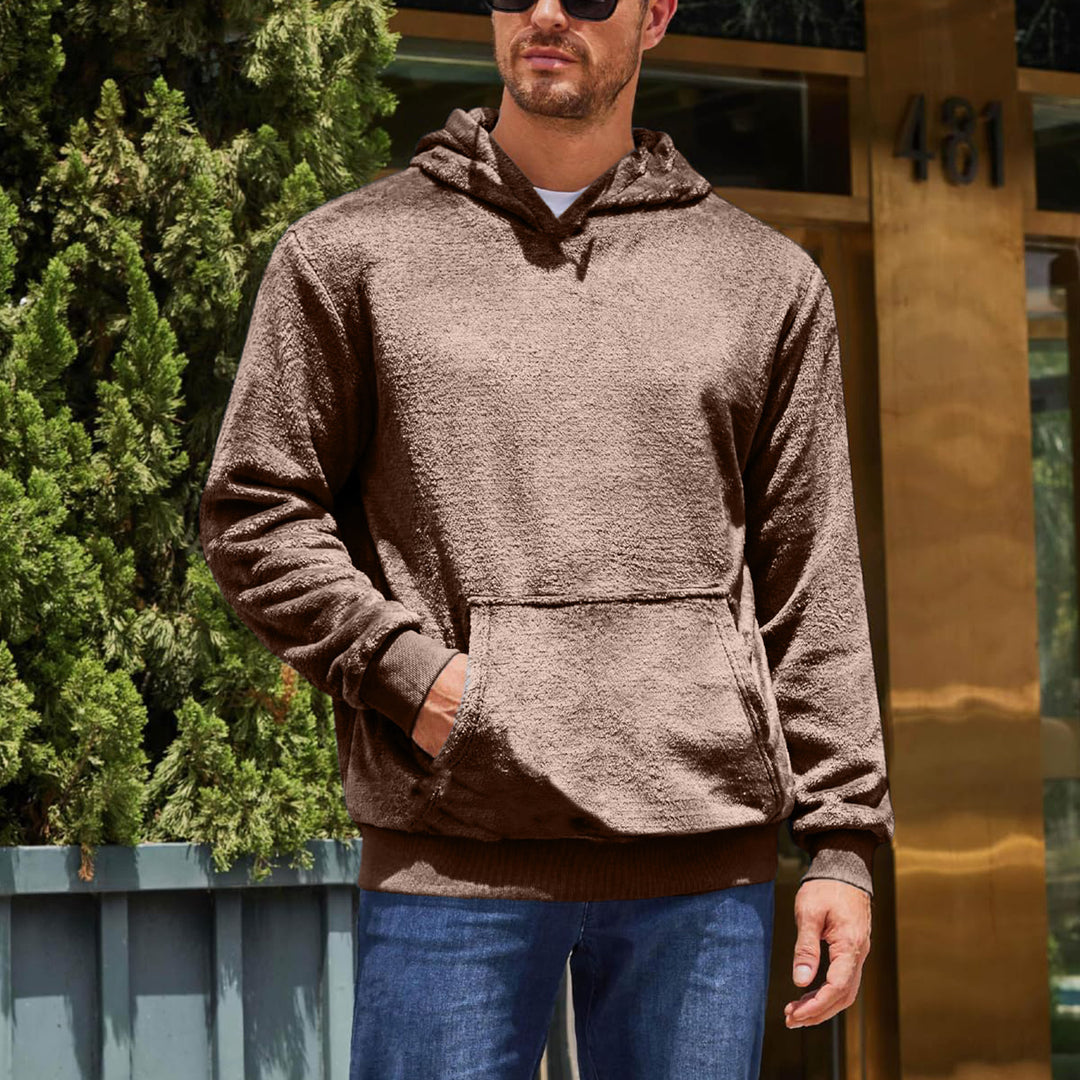 Men's cozy fleece hoodie with kangaroo pocket Lisslune