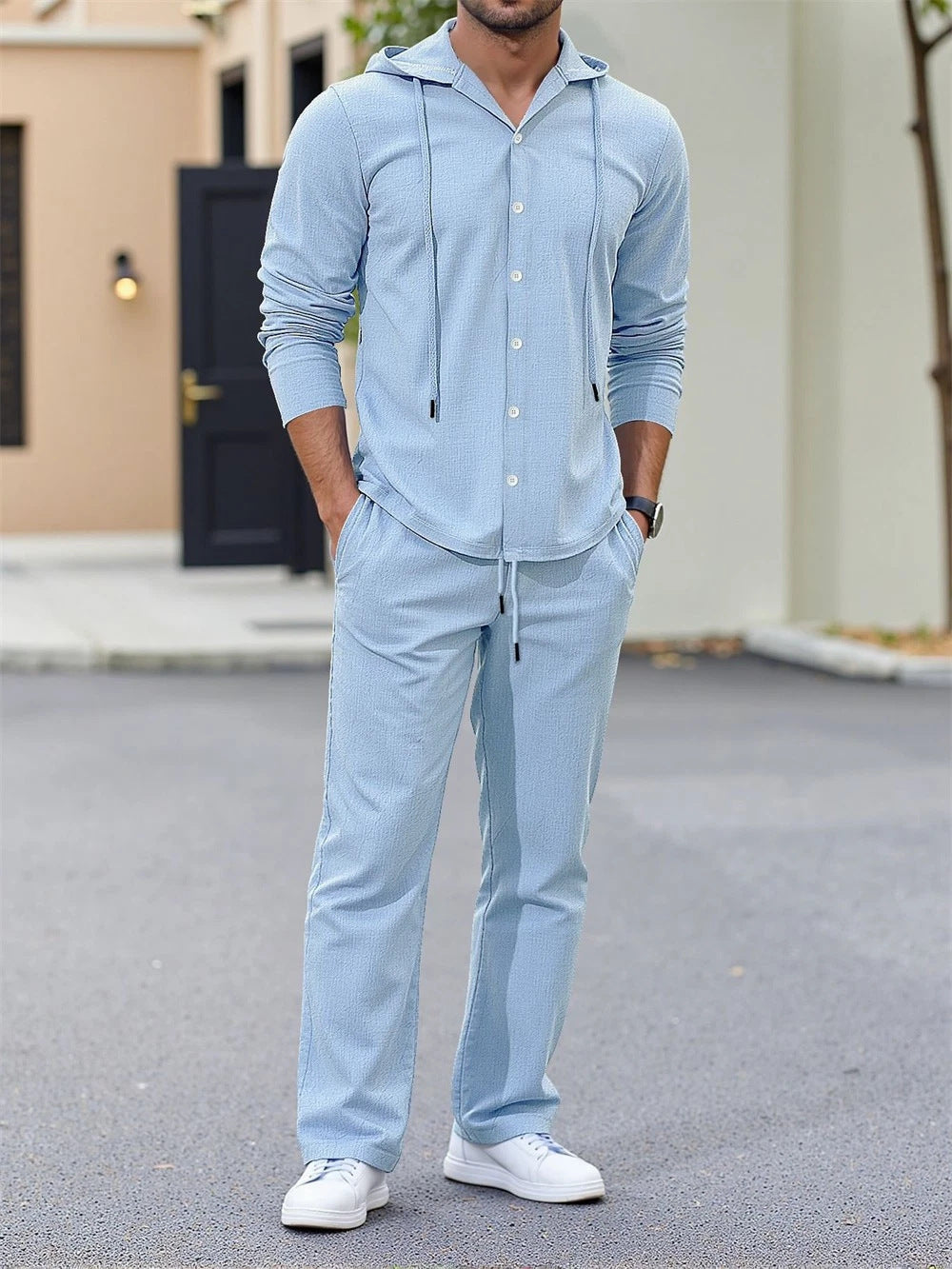 Men's Fashion Leisure Set with Hood and Elastic Waistband Lisslune