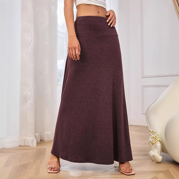 Women's maxi skirt made of soft jersey with elastic waistband and flowing cut Lisslune