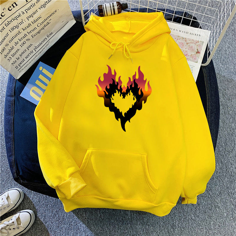 Women's hoodie with creative flame heart design Lisslune